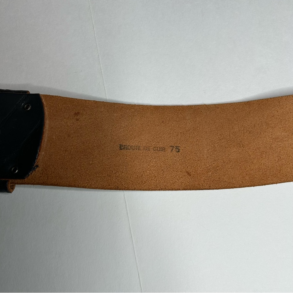 Vintage '84 Paris Statement Wide Belt Croute de Cuir Leather with Silver Buckle - Picture 8 of 17